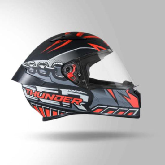 Studds Thunder D5 Decor Matt Black & Red With Spoiler - Full Face Helmets