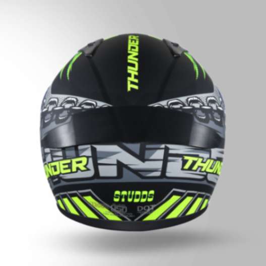 Studds Thunder D5 Decor Matt Black & Yellow With Spoiler - Full Face Helmets