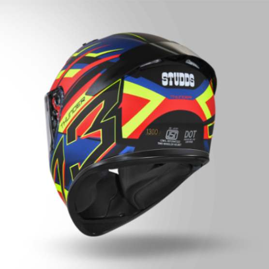 Studds Thunder D6 Decor Matt Black / Red & Blue With Spoiler - Full Face Helmets