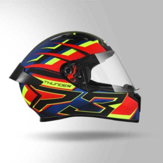 Studds Thunder D6 Decor Matt Black / Red & Blue With Spoiler - Full Face Helmets