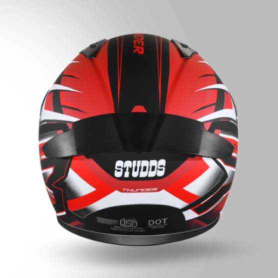 Studds Thunder D6 Decor Matt Black / White & Red With Spoiler - Full Face Helmets