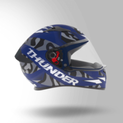 Studds Thunder D7 Decor Matt Blue & Grey With Spoiler - Full Face Helmets