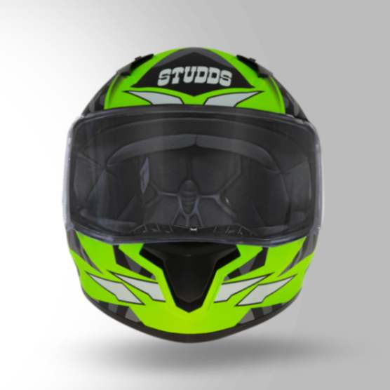 Studds Thunder D7 Decor Matt Neon Green & Black With Spoiler - Full Face Helmets