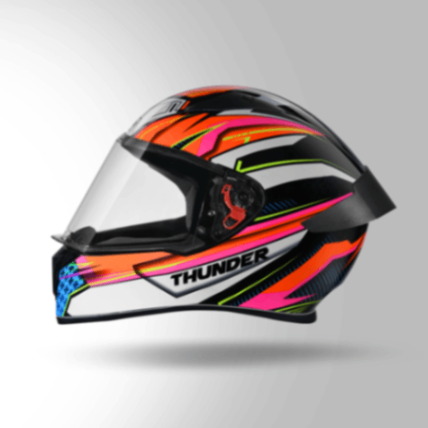 Studds Thunder D8 Decor Matt Black & Orange With Spoiler - Full Face Helmets