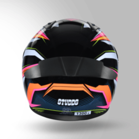 Studds Thunder D8 Decor Matt Black & Orange With Spoiler - Full Face Helmets