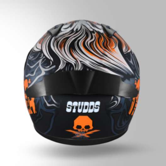Studds Thunder D9 Decor Matt Black & Orange With Spoiler - Full Face Helmets