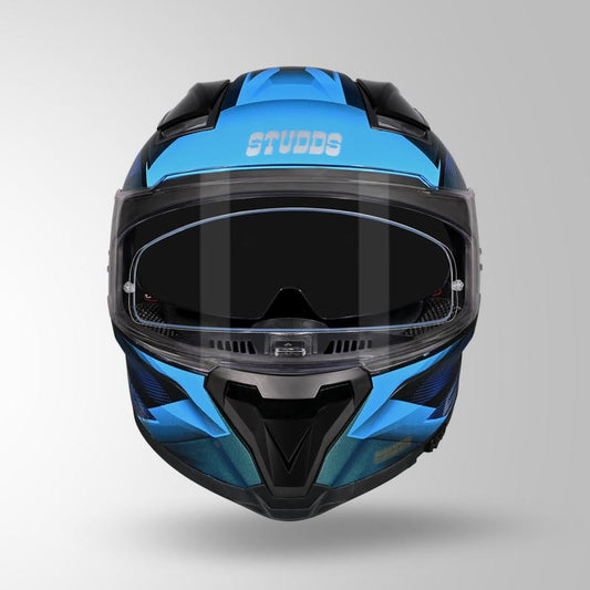 Studds Helios Effect Helmet - Gloss Black Chameleon Blue N1