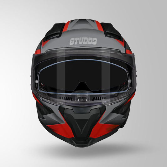 Studds Helios Effect Helmet - Matt Black Red N2 With Metallic Foil
