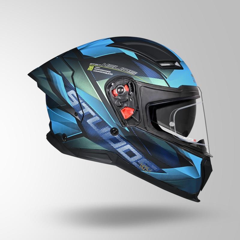 Studds Helios Effect Helmet - Matt Black Chameleon Blue N1