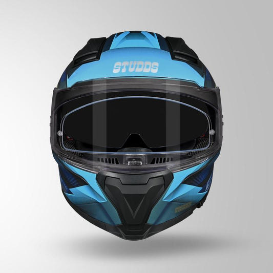 Studds Helios Effect Helmet - Matt Black Chameleon Blue N1