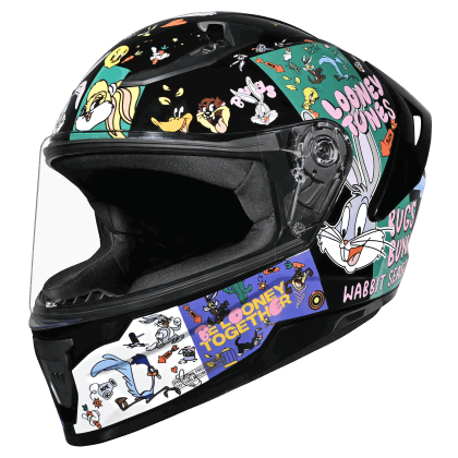 Studds Raider Youth Looney Tunes Edition Helmet - Black & Purple/Green