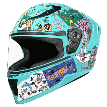 Studds Raider Youth Looney Tunes Edition Helmet - Pestal Green & Purple/Green