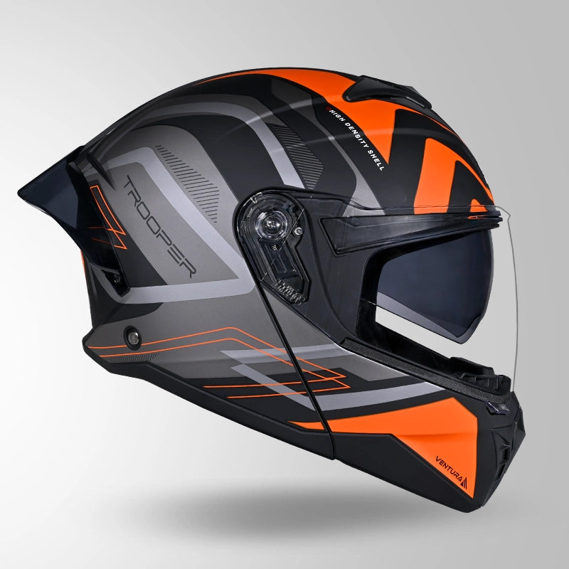 Studds Trooper D3 Ventura Decor Matt Black & Orange - Helmet