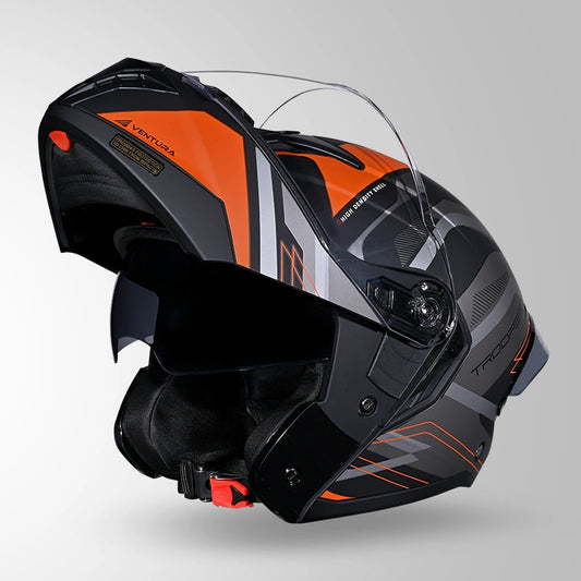 Studds Trooper D3 Ventura Decor Matt Black & Orange - Helmet