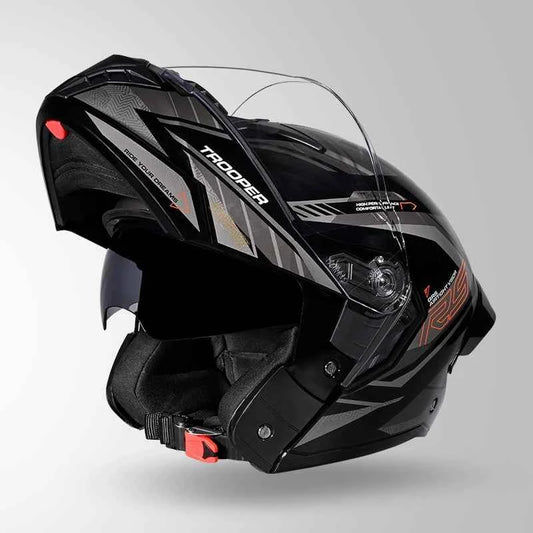 Studds Trooper D4 Race Decor Black / Orange & Grey - Helmet