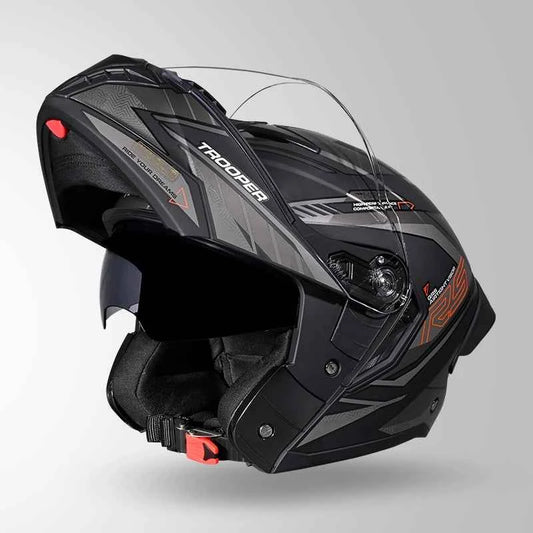 Studds Trooper D4 Race Decor Matt Black / Orange & Grey - Helmet