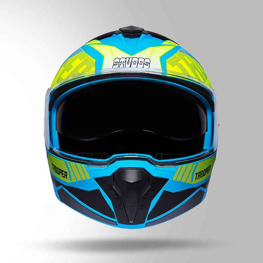 Studds Trooper DV D1 Decor Matt Blue & Yellow - Helmet