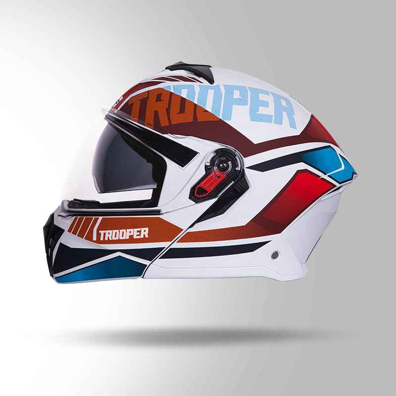 Studds Trooper DV D1 Decor Matt White & Red - Helmet