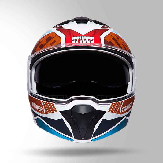 Studds Trooper DV D1 Decor Matt White & Red - Helmet
