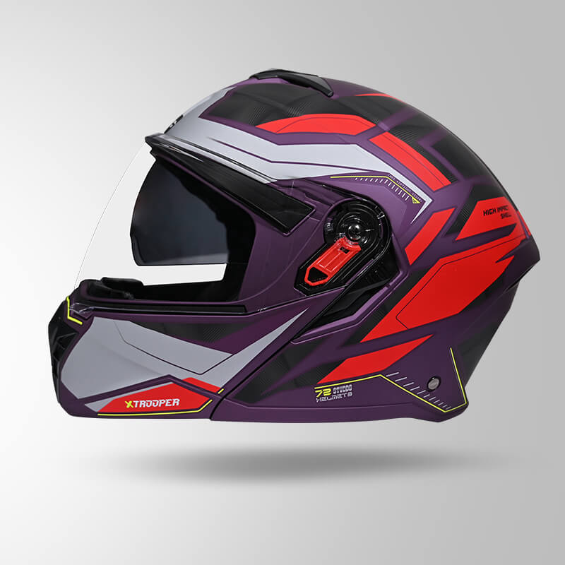 Studds Trooper DV D2 Hellcat Decor Matt Purple & Red - Helmet