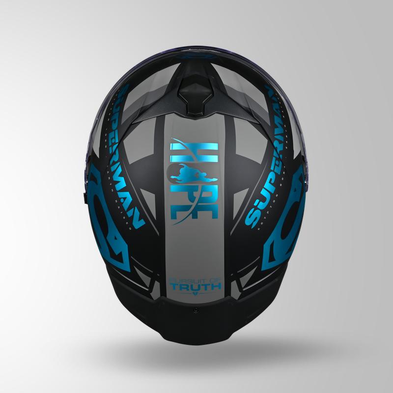 Studds Trooper Legacy Shield Matt Black & Teal Chrome - Helmet