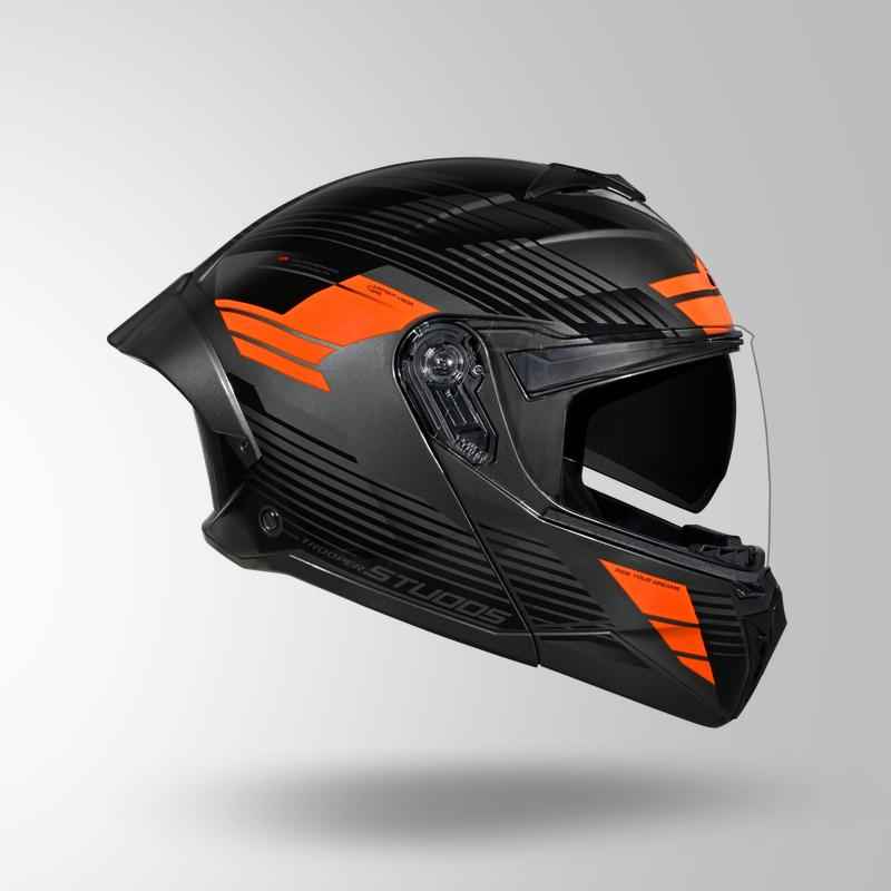 Studds Trooper Trail Grey & Black / Orange - Helmet