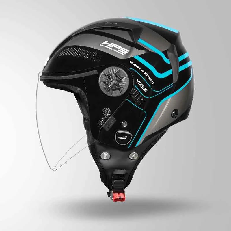 Studds Vogue D1 Square Decor Black & Pastel Blue N1 - Helmet