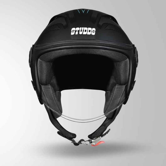 Studds Vogue D1 Square Decor Matt Black & Pastel Blue N1 - Helmet