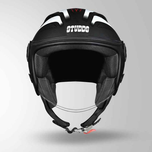 Studds Vogue D1 Square Decor Matt Black & White N2 - Helmet