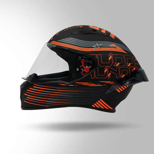 Studds Thunder D11 Decor Black & Orange With Spoiler - Full Face Helmets