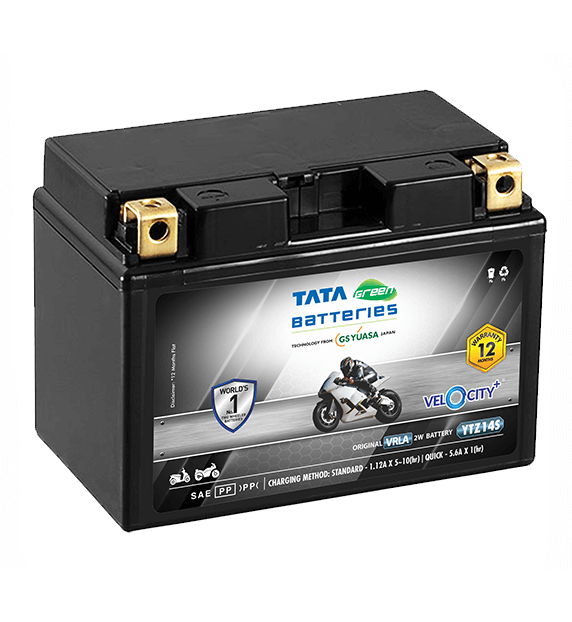 TATA Yuasa YTZ14S 12V Velocity Plus VRLA Motorcycle Battery