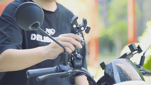 Telesin Dual head Super Strong Crab Pipe Mount Motorcycle Clamp Mount for GoPro Insta360 Cameras (GP-HBM-001-D)