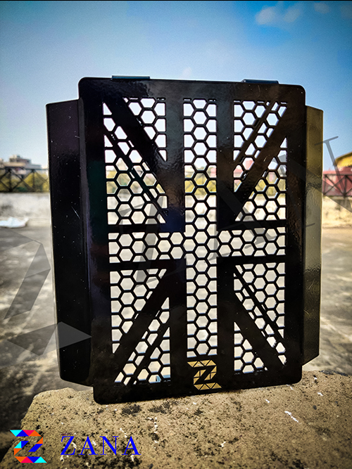 UK Flag Type-2 Radiator Grill Black for RE GT/Interceptor 650 - ZANA-ZI-8060