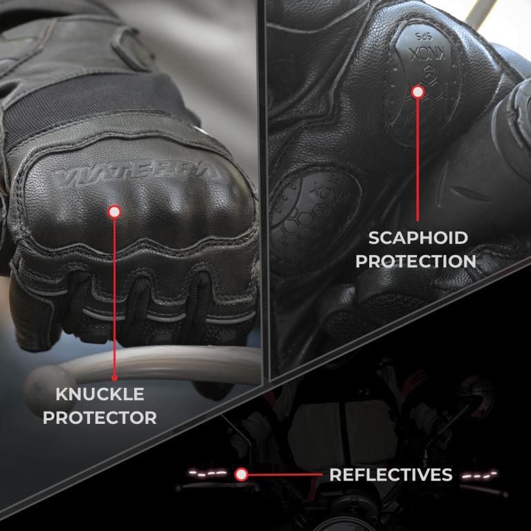 Viaterra Holeshot – Short Motorcycle Riding Gloves For Men - Black