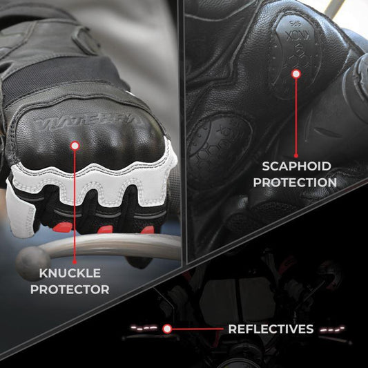 Viaterra Holeshot – Short Motorcycle Riding Gloves For Men - Lava Red