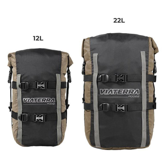 Viaterra Pod - 100% Waterproof Motorcycle Tail Bag - Beige