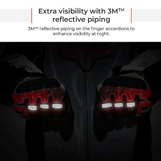 Viaterra Holeshot Pro Semi Gauntlet Hybrid Riding Gloves - Red