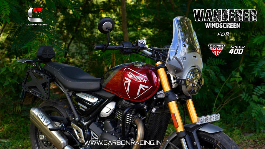 "WANDERER" Premium Touring Clear Windshield for Triumph Speed 400 - Carbon Racing