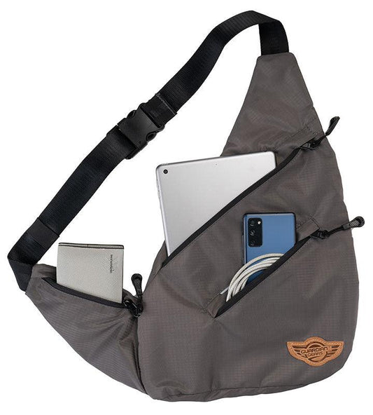 Wing Crossbody Grey Sling Bag for Travel, Biking, Hiking, Trekking and Everyday Use by Guardian Gears