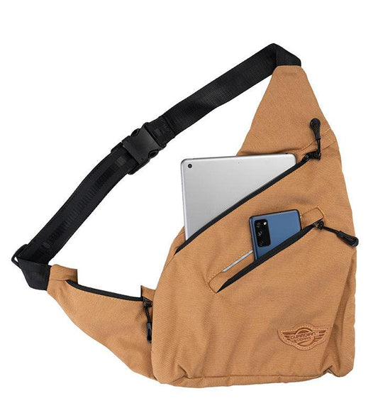 Wing Crossbody Khaki Sling Bag for Travel, Biking, Hiking, Trekking and Everyday Use by Guardian Gears