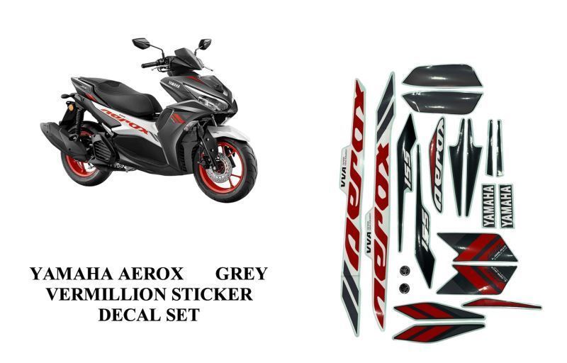 Yamaha Aerox Accessories India Yamaha Aerox Decal Sticker Set Full Body (Grey Vermillion)