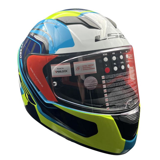 LS2 FF320 Stream Evo Letails Blue/hi Viz Yellow D-ring Helmet - Riders Junction