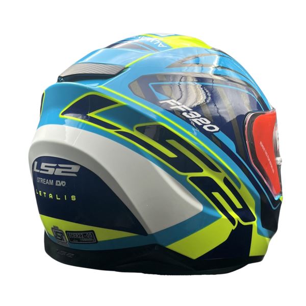 LS2 Helmets Stream Evo Letails Blue/hi Viz Yellow D-ring - Ff320