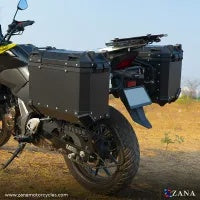 ZANA Panniers( 36 LTR )Aluminium L-Flat Black With Frame For Suzuki V-Strom 250 - ZI-8453 LB - Riders Junction