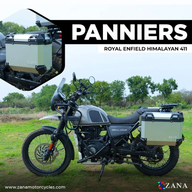 ZANA Panniers( 36 LTR )Aluminium L-Flat Silver With Frame For