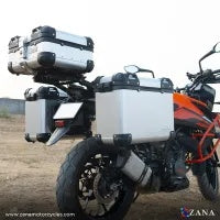 ZANA Panniers( 36 LTR ) Aluminium R-Flat Silver With Frame For KTM ADV 250/390 - ZI-8491 RS