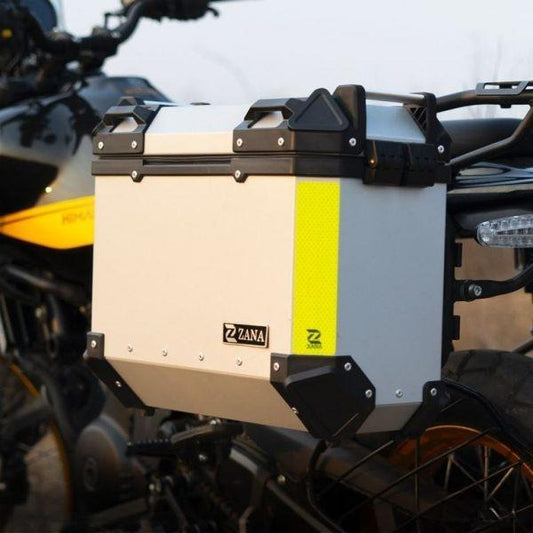 ZANA Panniers (36 LTR ) Aluminum Silver With Frame For Himalayan 452 -ZI-8439 LS - Riders Junction