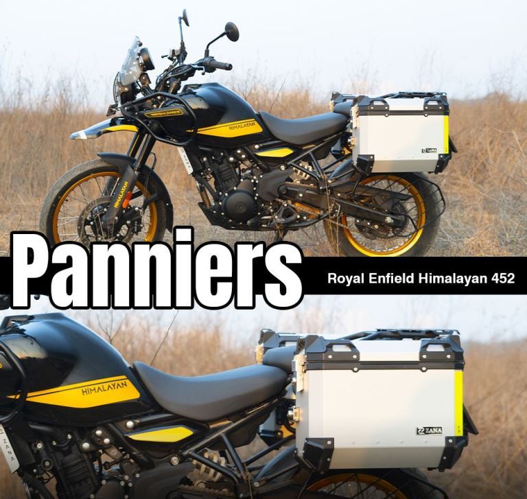 hima♪ ZANA Panniers (36 LTR ) Aluminum Silver With Frame For Himalayan