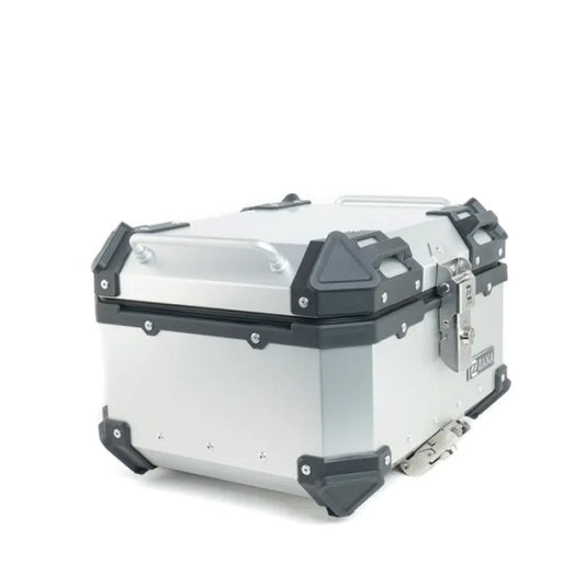 ZANA Top Box Aluminium (35 Ltr) L-flat Silver With Back Rest Cushion For Harley Davidson X440 - ZI-TB-006