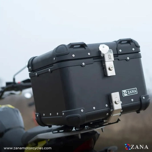 ZANA Top Box Aluminium (45Ltr) R-flat Black With Back Rest Cushion For Harley Davidson X440 - ZI-TB-008